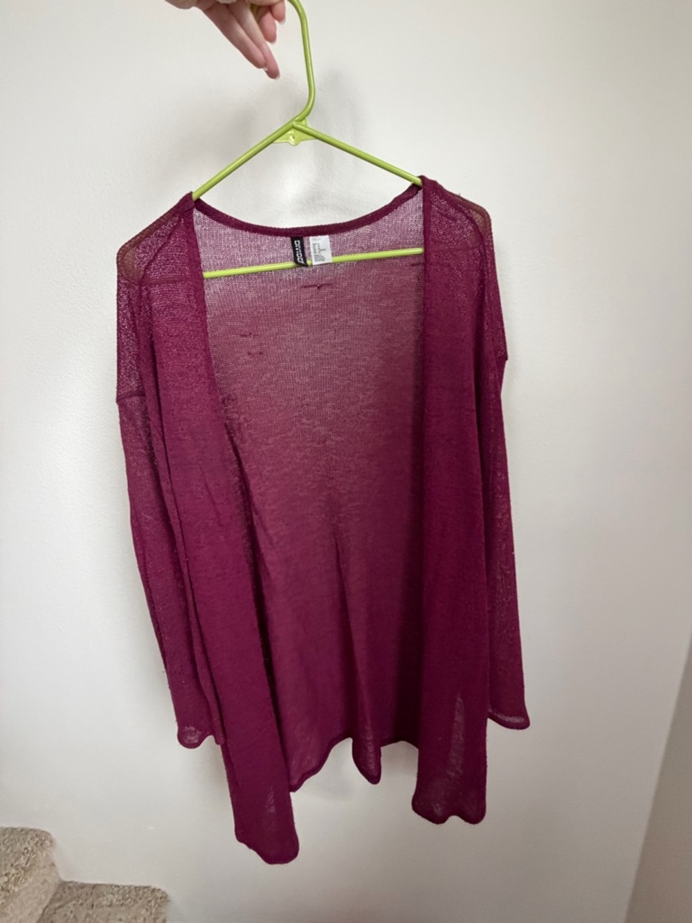 H&M Divided Sheer Open Knit Cardigan - Burgundy